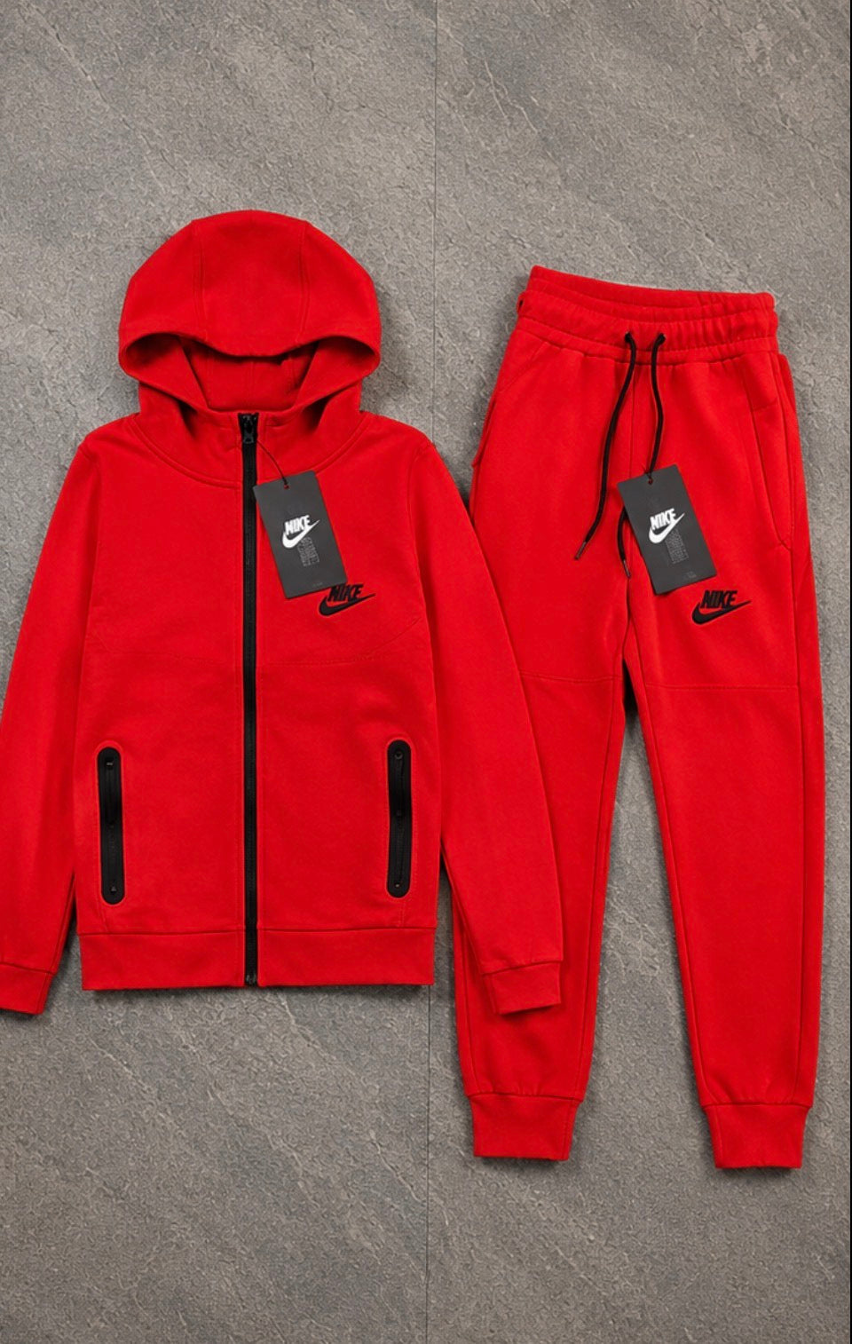 Nike Tech Fleece Windrunner Full-Zip Hoodie & Jogger Set – Gym Red/Black