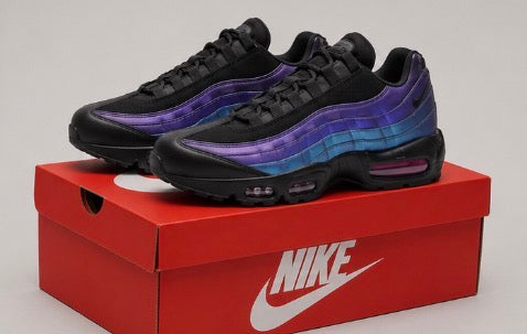 Nike Air Max 95 OG, in the Black / Persian Violet / Wolf Grey / Black