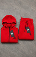 Nike Tech Fleece Windrunner Full-Zip Hoodie & Jogger Set – Gym Red/Black