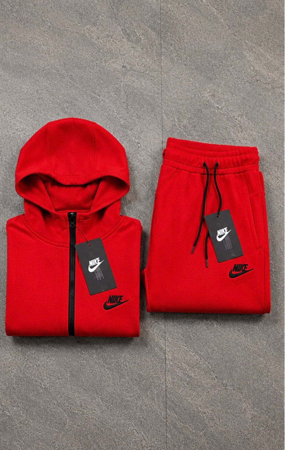 Nike Tech Fleece Windrunner Full-Zip Hoodie & Jogger Set – Gym Red/Black