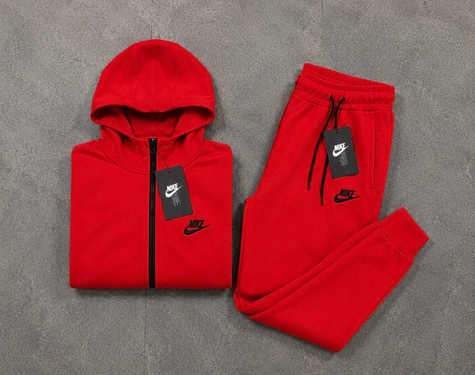 Nike Tech Fleece Windrunner Full-Zip Hoodie & Jogger Set – Gym Red/Black