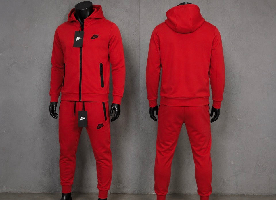Nike Tech Fleece Windrunner Full-Zip Hoodie & Jogger Set – Gym Red/Black
