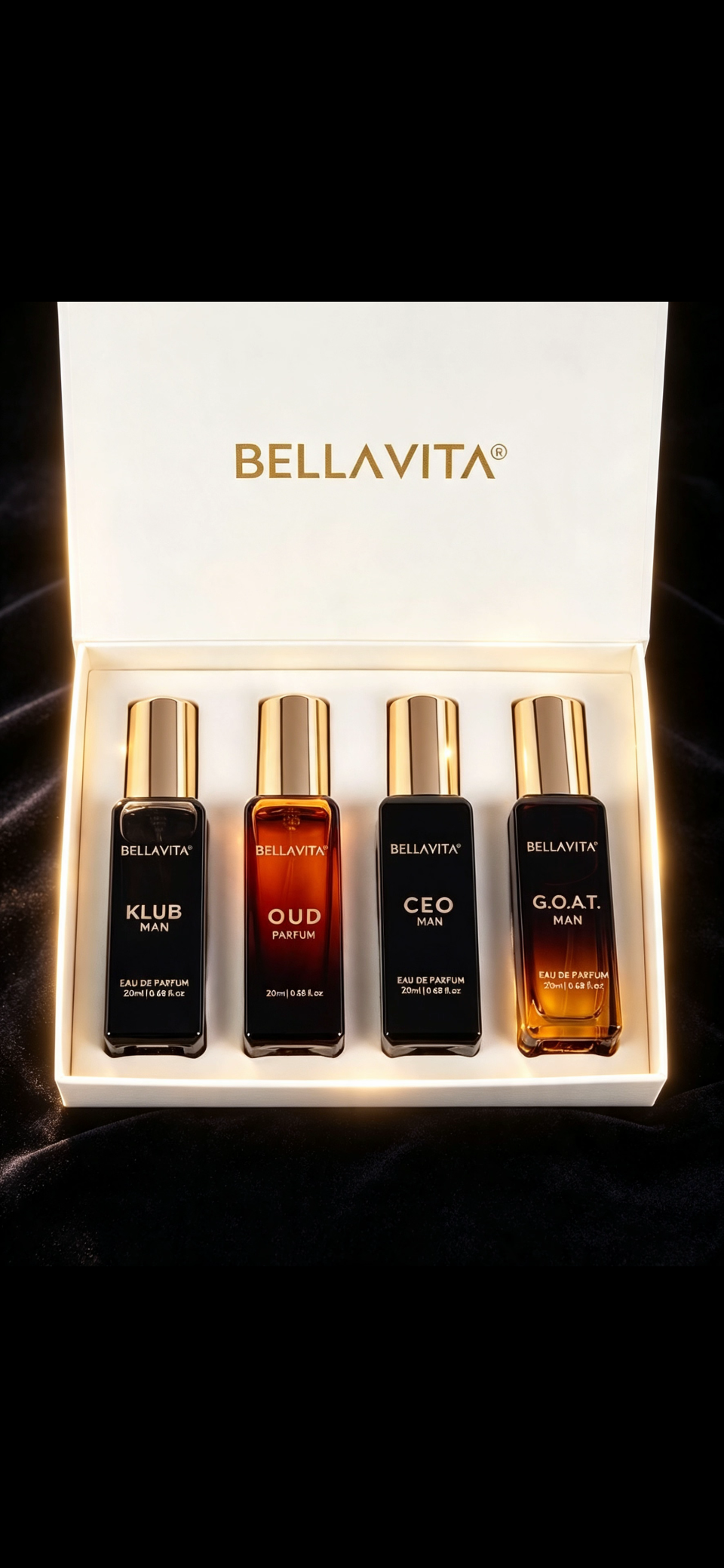 BellaVita Luxury Men’s Cologne Set | 4 x 20ml – Perfect for All Occasions