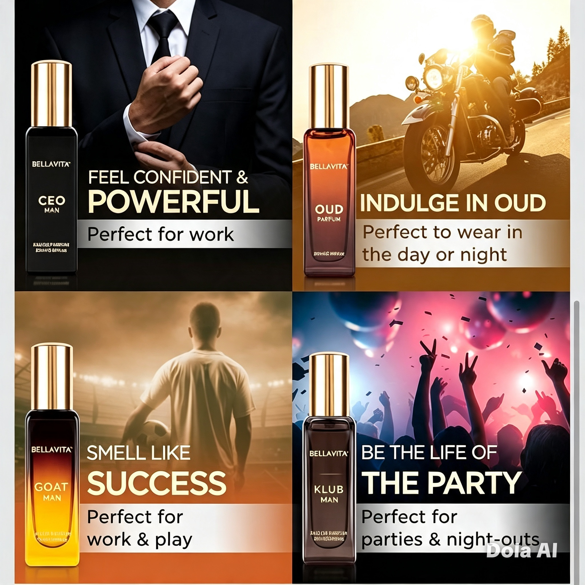 BellaVita Luxury Men’s Cologne Set | 4 x 20ml – Perfect for All Occasions